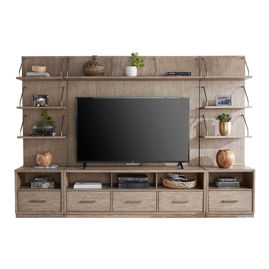 City Scape - Entertainment Center With Piers - Burnished Beige