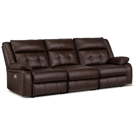 Punch Up - Walnut - 3-Piece Power Reclining Sectional Sofa With Power Armless Recliner