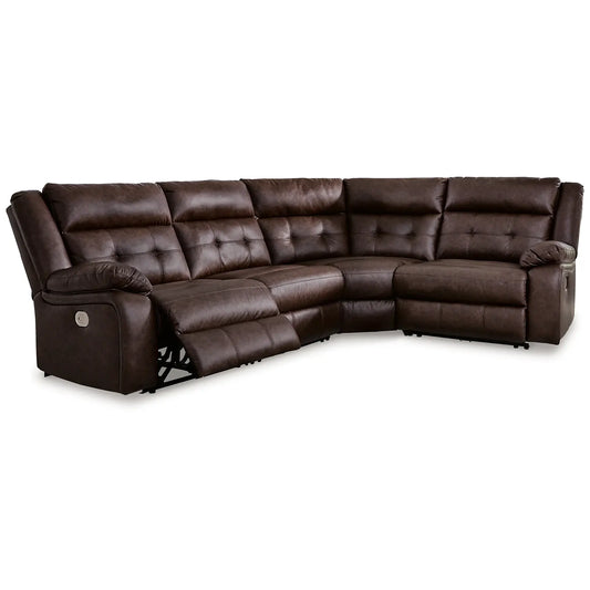 Punch Up - Walnut - 4-Piece Power Reclining Sectional