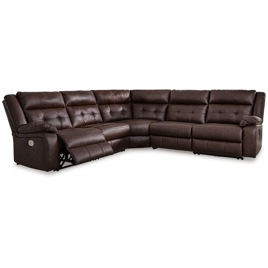 Punch Up - Walnut - 5-Piece Power Reclining Sectional