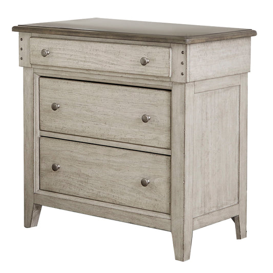 Ivy Hollow - 3 Drawer Bedside Chest With Charging Station - White