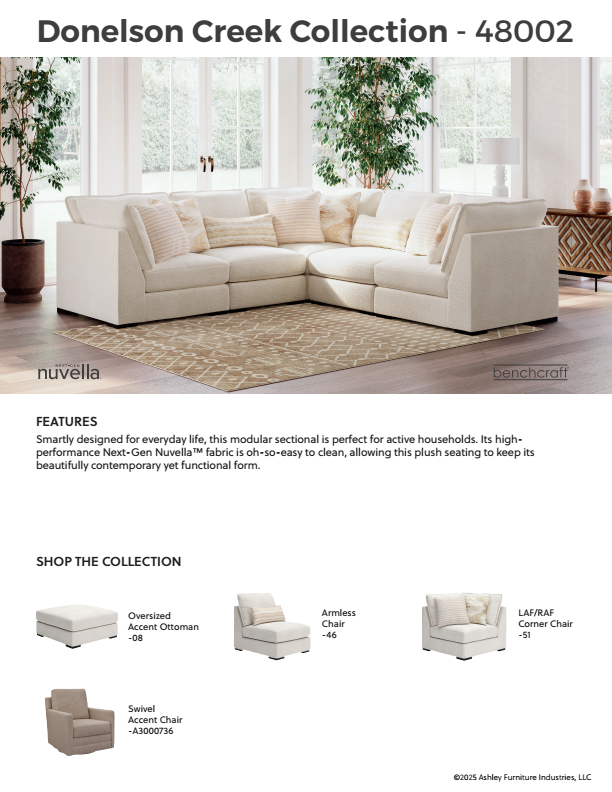 Donelson Creek - Vanilla - 5-Piece Sectional