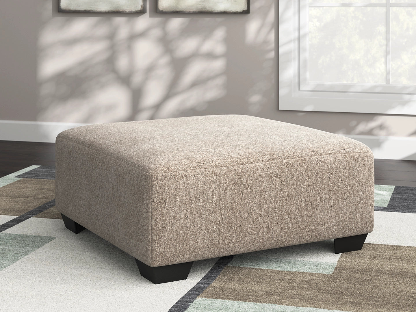 Newellen - Oversized Accent Ottoman - Beige