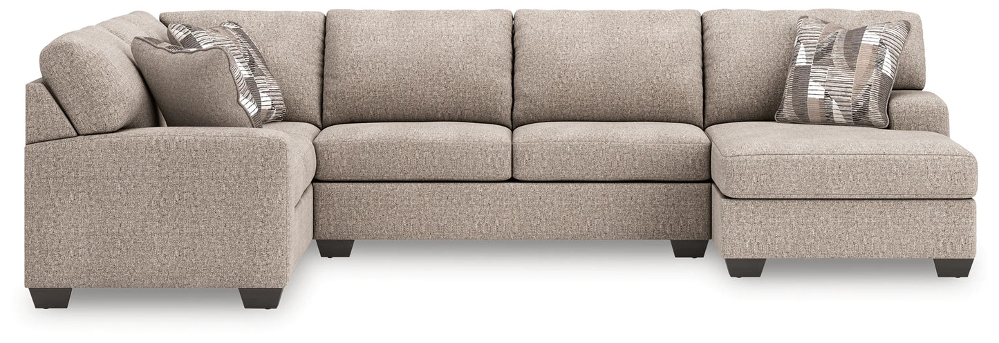 Newellen - 3-Piece Sectional With RAF Chaise And LAF Sofa - Beige