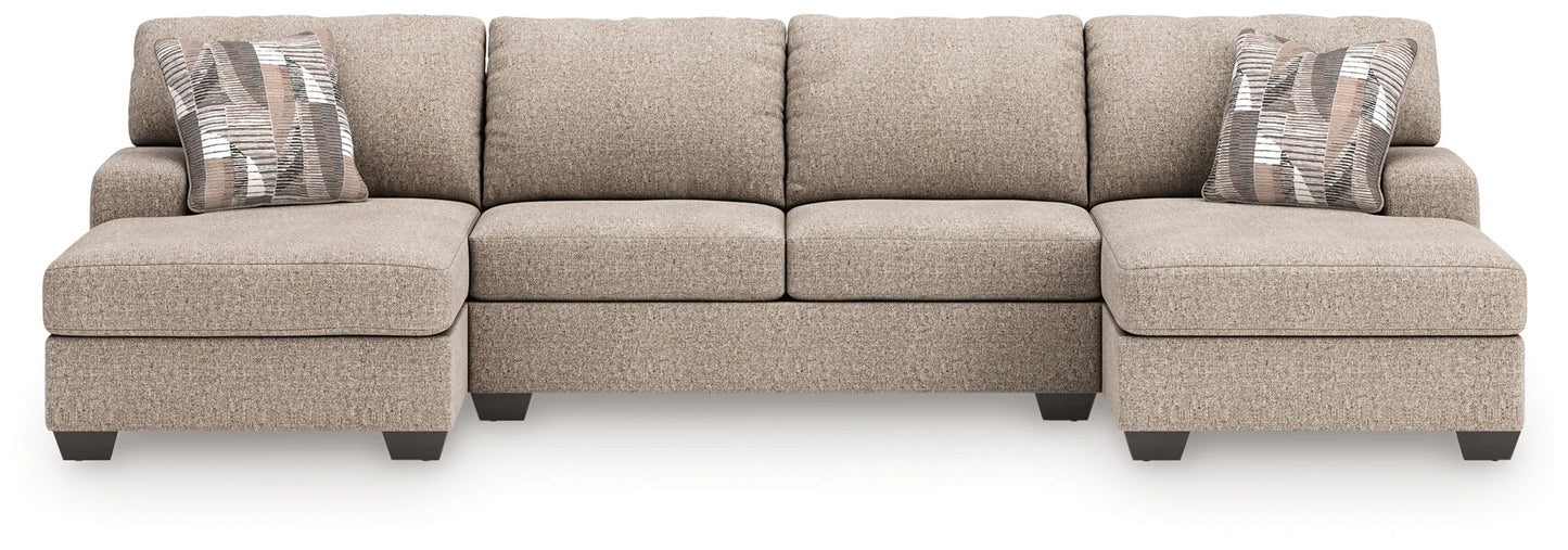 Newellen - 3-Piece Sectional With Double Chaise - Beige