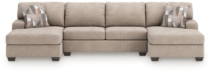 Newellen - 3-Piece Sectional With Double Chaise - Beige