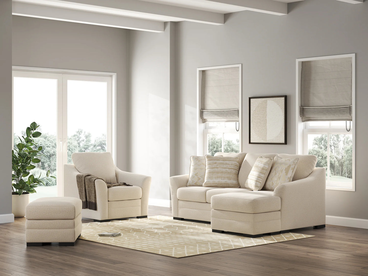 Lango - Jute - 3 Pc. - Sofa Chaise, Chair, Ottoman