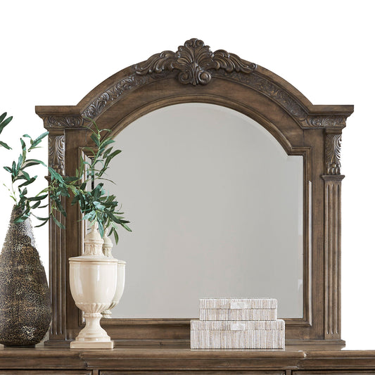 Carlisle Court - Arched Mirror - Medium Brown