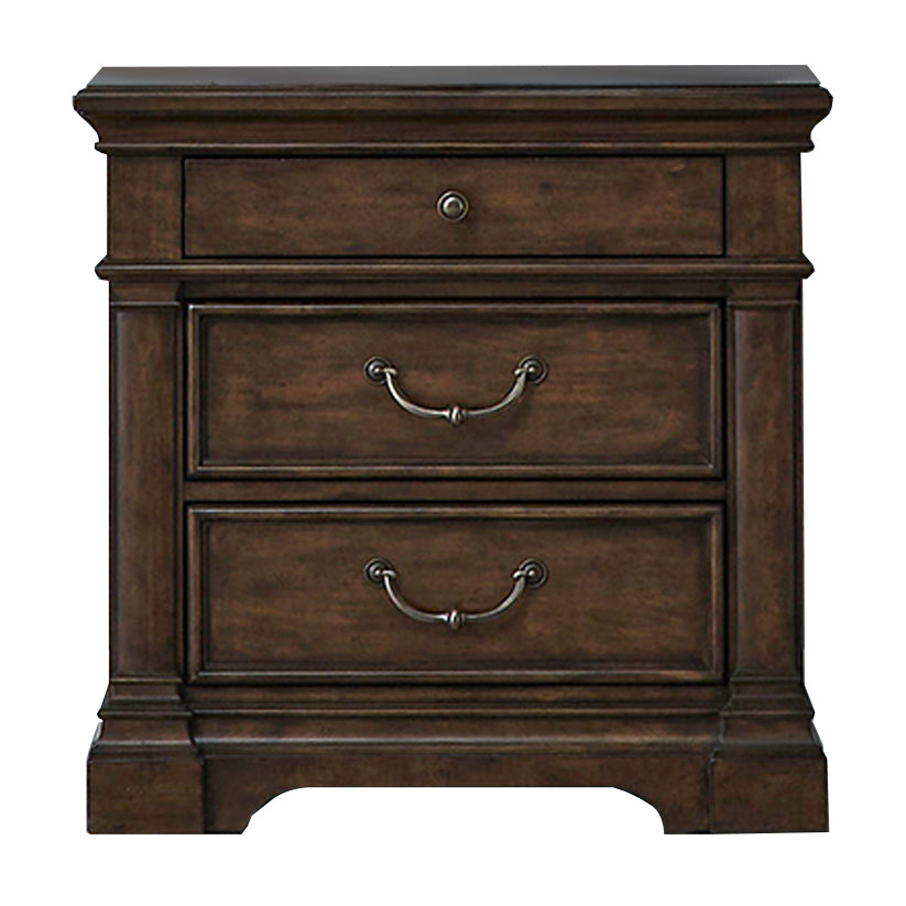 Arden Road - Nightstand With Charging Station - Satin Cherry