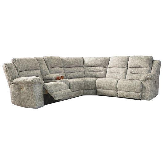 Family Den - Pewter - Left Arm Facing Power Loveseat With Console 3 Pc Sectional