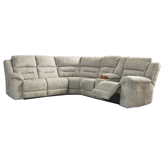 Family Den - Pewter - Right Arm Facing Power Loveseat With Console 3 Pc Sectional