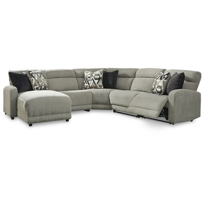 Colleyville - Stone - 5-Piece Power Reclining Sectional With Laf Press Back Power Chaise