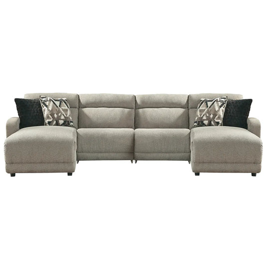 Colleyville - Stone - 4-Piece Power Reclining Sectional With Chaise, 2 Armless Chairs