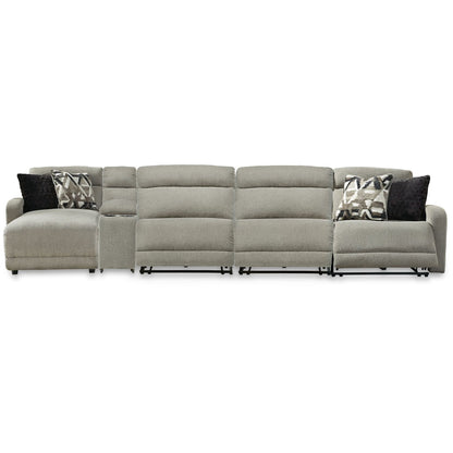 Colleyville - Stone - 5-Piece Power Reclining Sectional With LAF Press Back Power Chaise And Armless Power Recliners