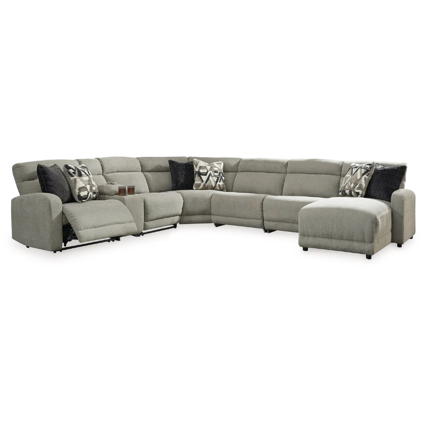 Colleyville - Stone - 7-Piece Power Reclining Sectional With RAF Press Back Power Chaise