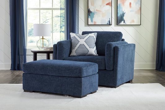 Evansley - 2 Pc. - Chair And A Half, Ottoman - Navy