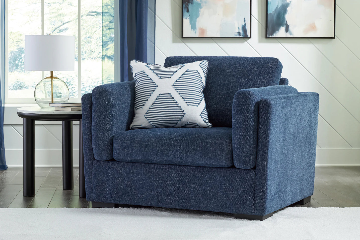 Evansley - 4 Pc. - Sofa, Loveseat, Chair And A Half, Ottoman - Navy