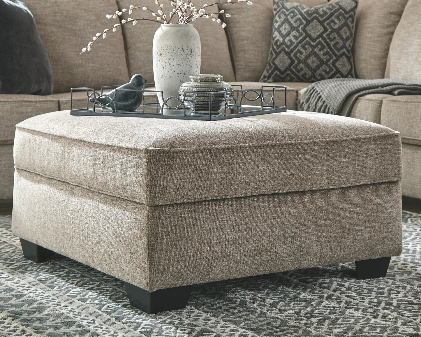 Bovarian - Stone - 3 Pc. - Left Arm Facing Sofa with Corner Wedge 2 Pc Sectional, Ottoman