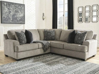 Bovarian - Stone - 3 Pc. - Left Arm Facing Sofa with Corner Wedge 2 Pc Sectional, Ottoman