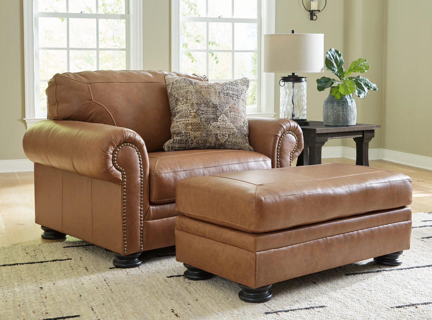 Carianna - 2 Pc. - Chair And A Half, Ottoman - Caramel
