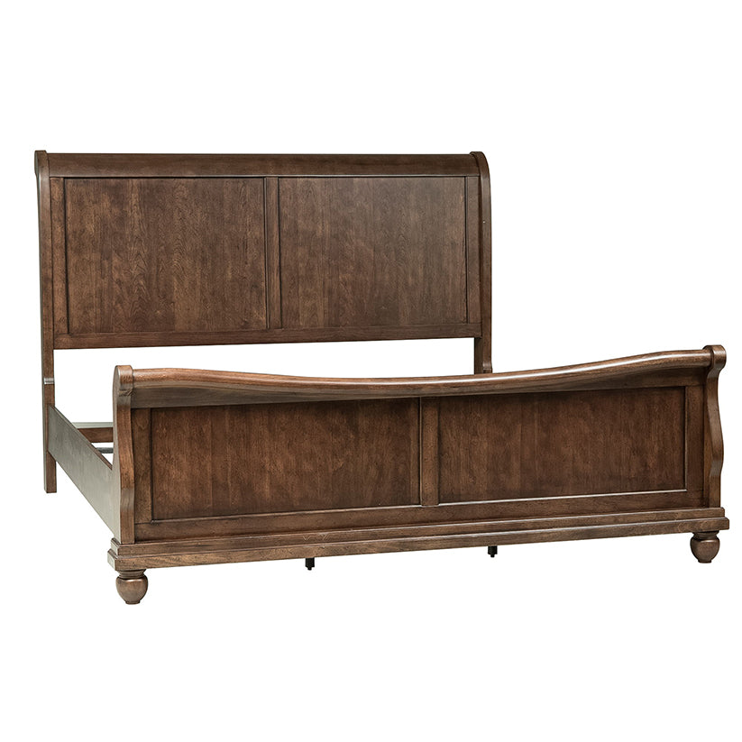 Rustic Traditions - King Sleigh Bed - Dark Brown