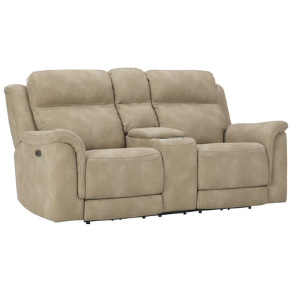 Next-gen Durapella - Sand - Power Reclining Loveseat With Console/Headrest