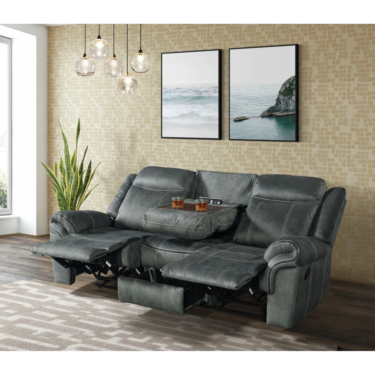 Sorrento - Motion Sofa With Dropdown - Charcoal