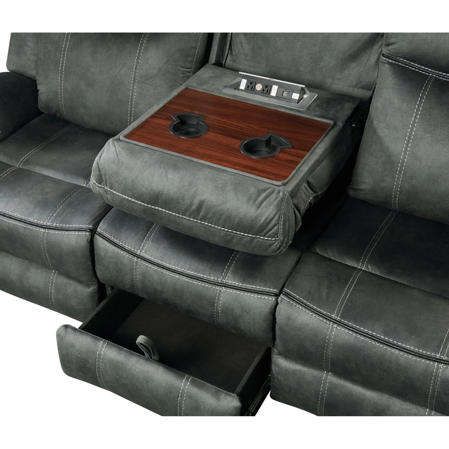 Sorrento - Motion Sofa With Dropdown - Charcoal