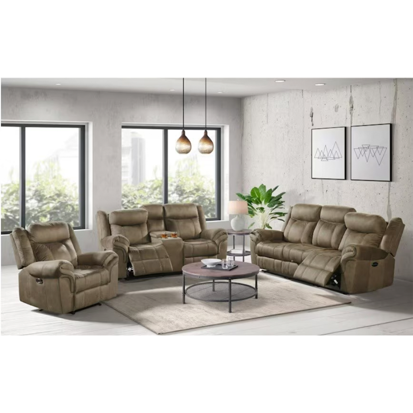 Sorrento - 3 Piece Living Room Set Sofa, Loveseat & Recliner - Brown