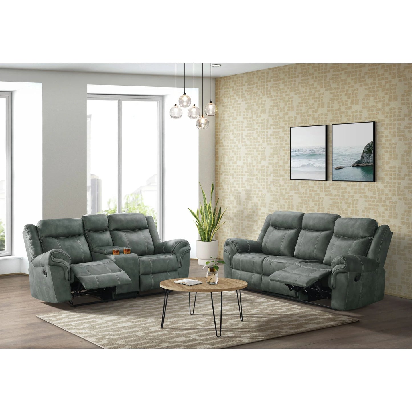 Sorrento - 2 Piece Living Room Set Sofa & Loveseat - Charcoal