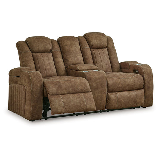 Wolfridge - Brindle - Power Reclining Loveseat With Console /Adj Hdrst