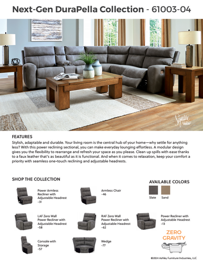 Next-gen Durapella - Sand - 3-Piece Power Reclining Sectional Loveseat With Console