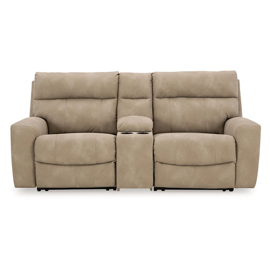 Next-gen Durapella - Sand - 3-Piece Power Reclining Sectional Loveseat With Console