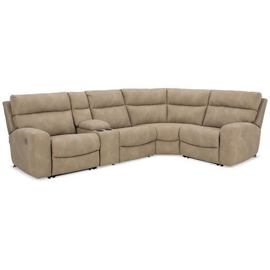 Next-gen Durapella - Sand - 5-Piece Power Reclining Sectional With Storage Console