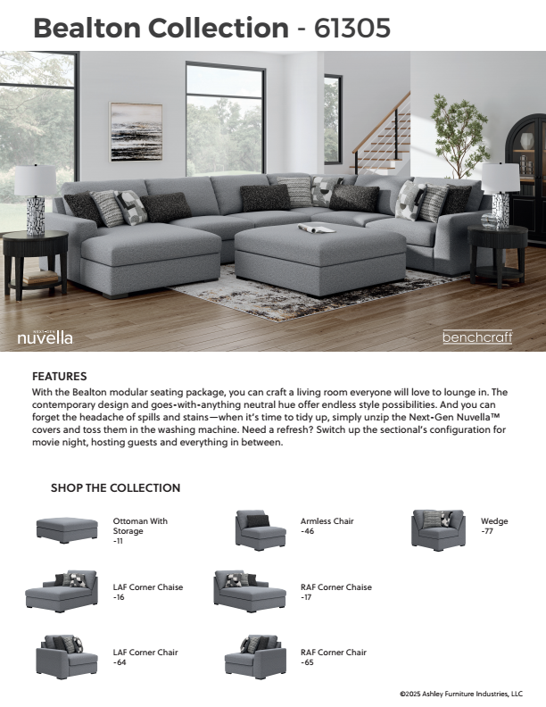 Bealton - Salt and Pepper - 4-Piece Sectional With Double Chaise