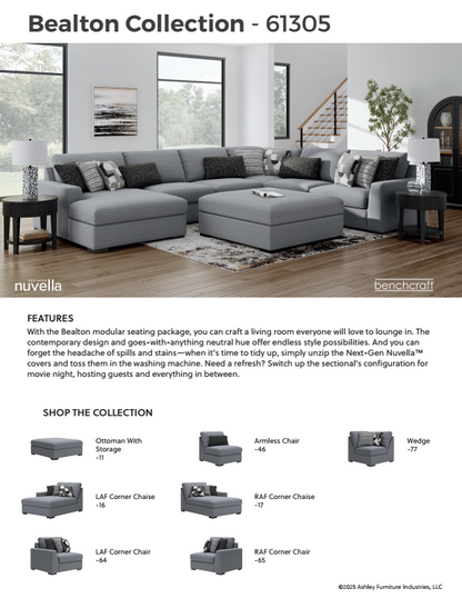 Bealton - Salt and Pepper - 4-Piece Sectional With Double Chaise