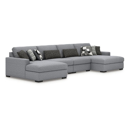 Bealton - Salt and Pepper - 4-Piece Sectional With Double Chaise