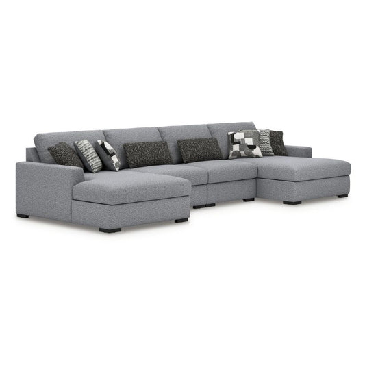 Bealton - Salt and Pepper - 4-Piece Sectional With Double Chaise