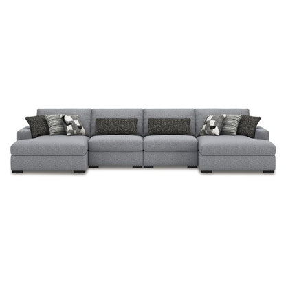 Bealton - Salt and Pepper - 4-Piece Sectional With Double Chaise