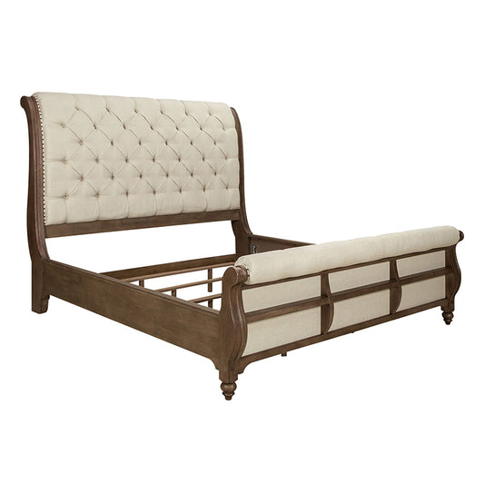 Americana Farmhouse - Queen Sleigh Bed - Light Brown