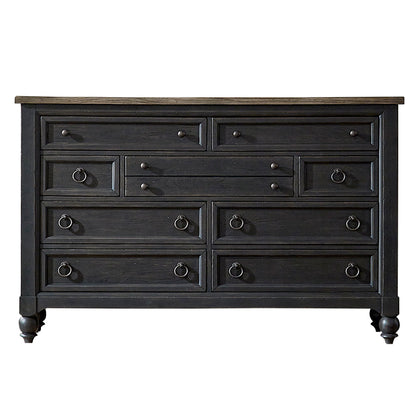 Americana Farmhouse - 9 Drawer Dresser - Dark Gray