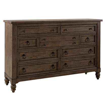 Americana Farmhouse - 9 Drawer Dresser - Light Brown