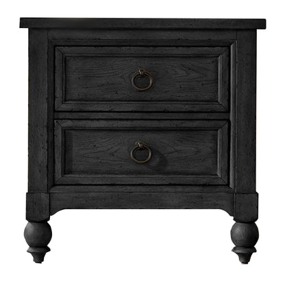 Americana Farmhouse - 2 Drawer Night Stand With Charging Station - Dark Gray