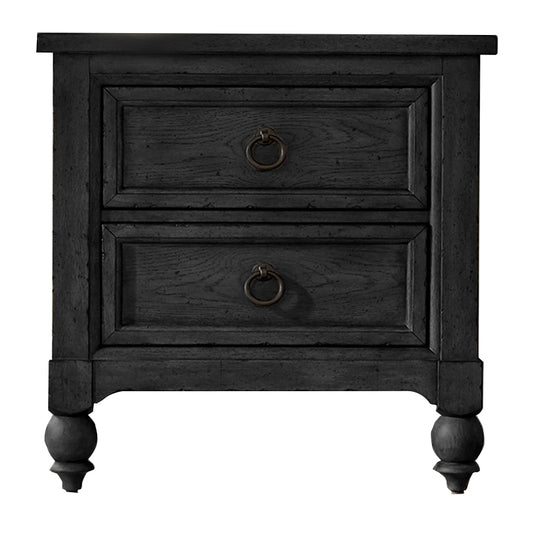 Americana Farmhouse - 2 Drawer Night Stand With Charging Station - Dark Gray