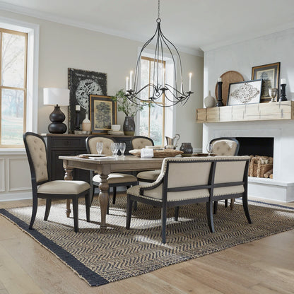 Americana Farmhouse - Upholstered Shelter Dining Bench- Black