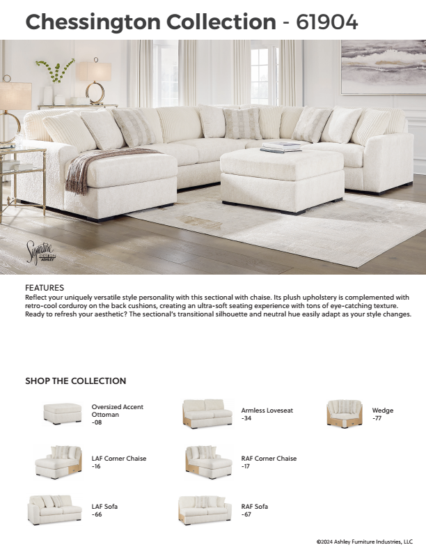 Chessington - Ivory - 2-Piece Sectional With Raf Corner Chaise