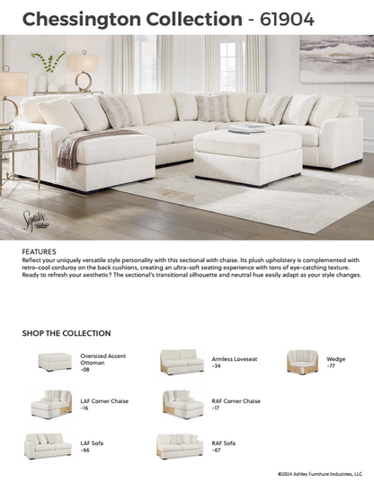 Chessington - Ivory - 2-Piece Sectional With Raf Corner Chaise