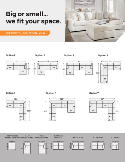 Chessington - Ivory - 2-Piece Sectional With Raf Corner Chaise
