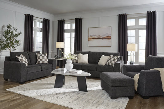 Loreo - 4 Pc. - Sofa, Loveseat, Chair, Ottoman - Ebony