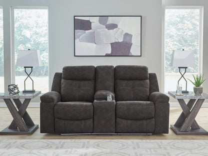 Brysonview - Charcoal - Double Reclining Loveseat With Console